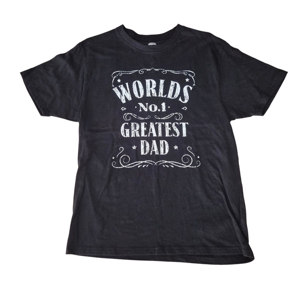 Way To Celebrate Mens Worlds No 1 Greatest Dad T-Shirt Black Medium RN52469 T34
